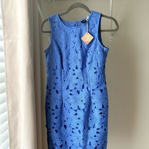 Ann Taylor Blue Floral Crochet Dress